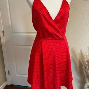 Zara red mini dress. Polkadot dress.